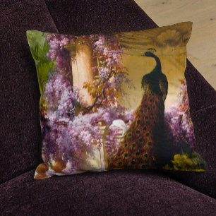 Vintage Pfauen-Gartenkunst Romantische Wisteria Kissen
