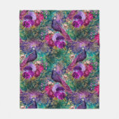 Vintage Pfauen Lila Aquamarine Antike Elegante Fleecedecke (Vorderseite)