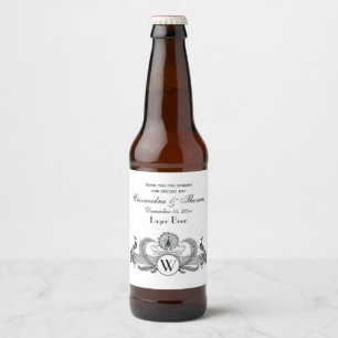 Vintage Pfauen Monogramm Bierflaschenetikett