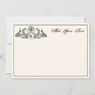 Vintage Pfauen Monogramm Elfenbein BG