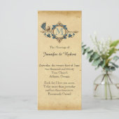 Vintage-Pfauen-Monogramm-Hochzeitsprogramm Programm (Stehend Vorderseite)