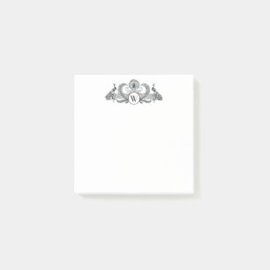 Vintage Pfauen Monogramm Post-it Klebezettel