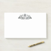 Vintage Pfauen Monogramm Post-it Klebezettel (Auf Schreibtisch)