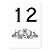 Vintage Pfauen Monogramm Tischnummer (Rückseite)
