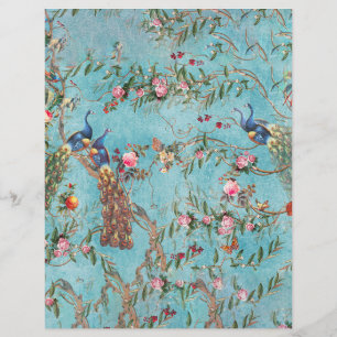 Vintage-Pfauen rosa und blau Origamipapier