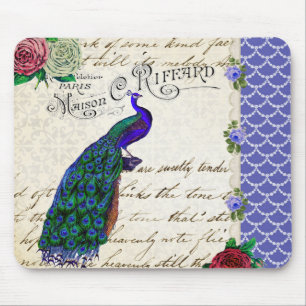 Vintage-Pfauen-Song-Collage Mousepad