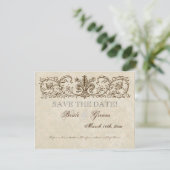 Vintage Pfauen und Pflaster, Save the Date (Stehend Vorderseite)