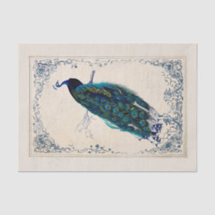 Vintage Pfauenblau-Vogelrahmen-Decoupage Seidenpapier
