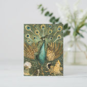 Vintage Pfauendarstellung Postkarte (Stehend Vorderseite)