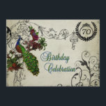Vintage Pfaueneinladung zum Geburtstag Einladung<br><div class="desc">Unsere Vintagen Pfau-Geburtstagseinladungen sind schön und leicht zu gestalten, ideal für die Geburtstagsfeier von jedem, der Pfaue und nach einem klassischen Vintagen Design sucht. Auf der Vorderseite der Karte befindet sich ein hübscher grüner und blauer Pfau auf einem Ast, viele schwarze Rollen, Text, der Geburtstagsfeier heißt, und ein Bereich, in...</div>