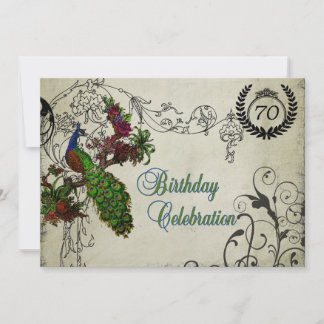 Vintage Pfaueneinladung zum Geburtstag Einladung