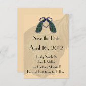 Vintage Pfaueneinladungen Save the Date (Vorne/Hinten)