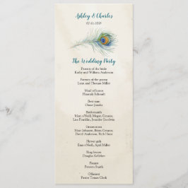 Vintage Pfauenfeder Elagant Aquamarine Hochzeit Programm