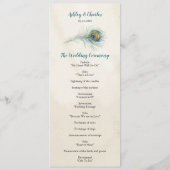 Vintage Pfauenfeder Elagant Aquamarine Hochzeit Programm (Rückseite)