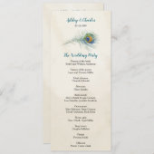 Vintage Pfauenfeder Elagant Aquamarine Hochzeit Programm (Vorne/Hinten)