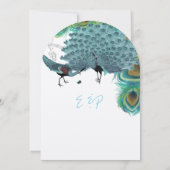 Vintage Pfauenfedern mit Pfauenlove Vögel Einladung (Rückseite)