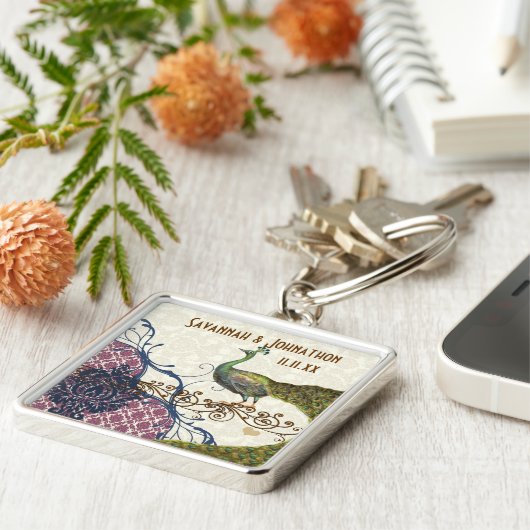 Vintage Pfauenfliege, Himbeerdammel-Schlüsselkette Schlüsselanhänger (Seite)