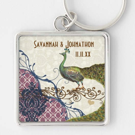 Vintage Pfauenfliege, Himbeerdammel-Schlüsselkette Schlüsselanhänger (Vorne)