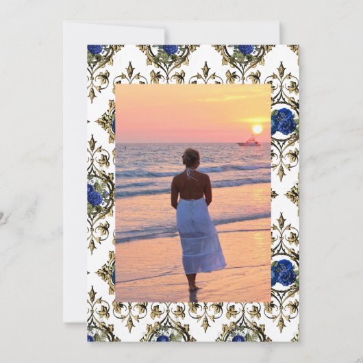 Vintage Pfauenfloralfeier Einladung (Rückseite)