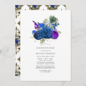 Vintage Pfauenfloralfeier Einladung (Vorne/Hinten)