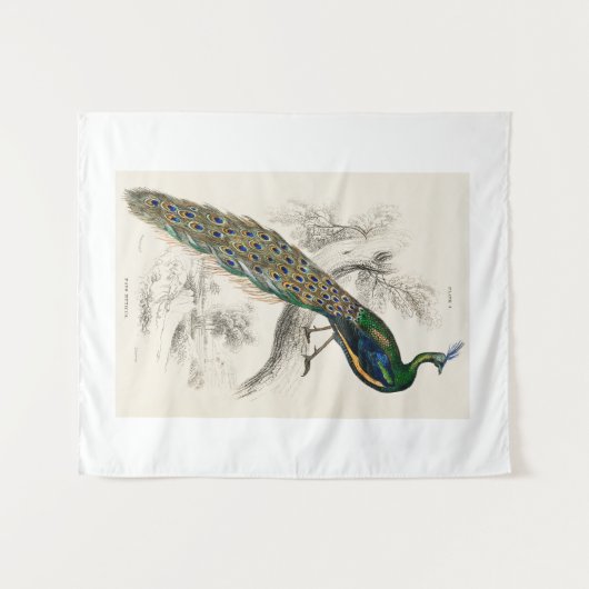 Vintage Pfauengeschichte Wandteppich (Vorderseite (Horizontal))