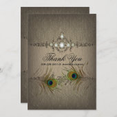 Vintage Pfauenhochzeit Danke Karte (Vorne/Hinten)