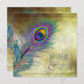 Vintage Pfauenhochzeit Einladung (Vorne/Hinten)