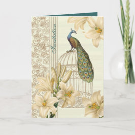 Vintage Pfauenhochzeit Einladung