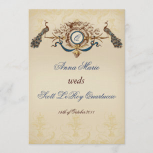 Vintage Pfauenhochzeit Einladung