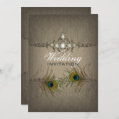 Vintage Pfauenhochzeit Einladung (Vorne/Hinten)