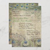 Vintage Pfauenhochzeit Einladung (Vorne/Hinten)