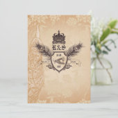 Vintage Pfauenhochzeit Einladung 1.0 (Stehend Vorderseite)