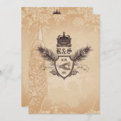 Vintage Pfauenhochzeit Einladung 1.0 (Vorne/Hinten)