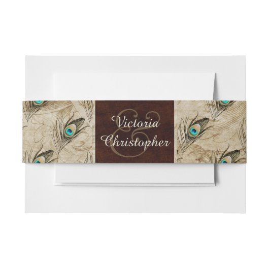 Vintage Pfauenhochzeit Einladungsbanderole (Vorderseite Beispiel)