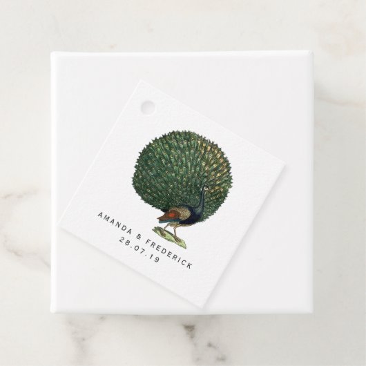 Vintage Pfauenhochzeit Geschenkanhänger (Beispiel)