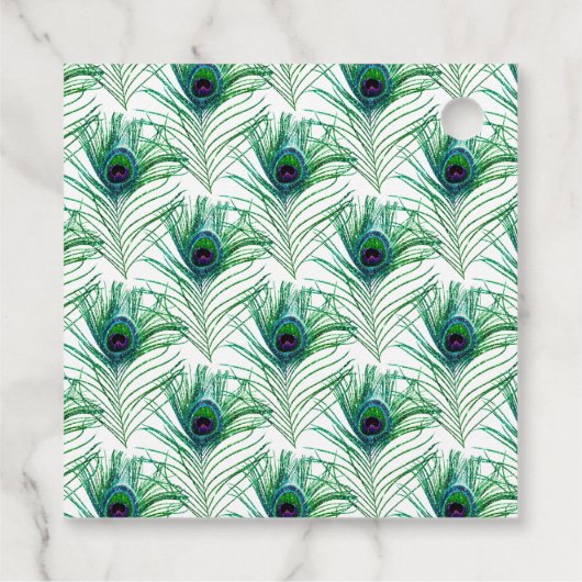 Vintage Pfauenhochzeit Geschenkanhänger (Rückseite)