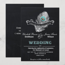 Vintage Pfauenhochzeit in Chalkboard Einladung