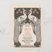 Vintage Pfauenhochzeit Liebe Einladung (Vorne/Hinten)
