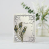 Vintage Pfauenhochzeit Postkarte (Stehend Vorderseite)