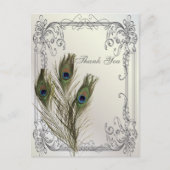 Vintage Pfauenhochzeit Postkarte (Vorderseite)