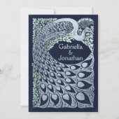 Vintage Pfauenhochzeiten Einladung (Vorderseite)