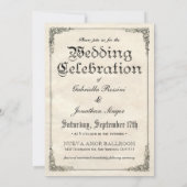 Vintage Pfauenhochzeiten Einladung (Rückseite)