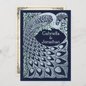 Vintage Pfauenhochzeiten Einladung (Vorne/Hinten)