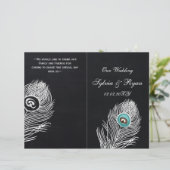 Vintage Pfauenhochzeitprogramme gefaltet (Stehend Vorderseite)