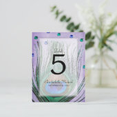 Vintage Pfauenjuwelen Lila Hochzeitsstiftung Tisch Postkarte (Stehend Vorderseite)