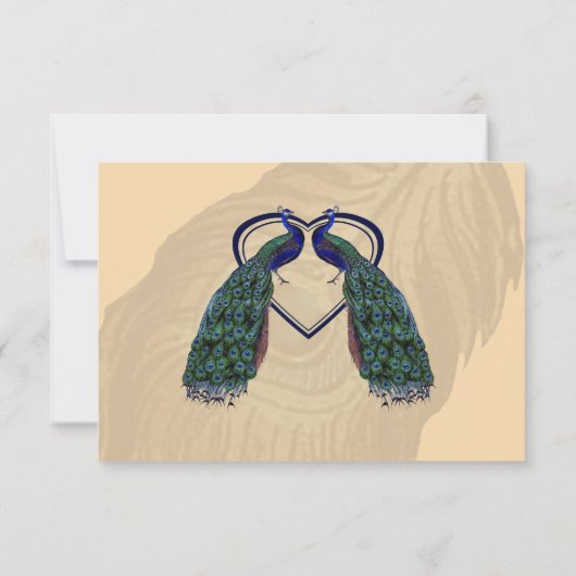 Vintage Pfauenkarten RSVP Karte (Rückseite)