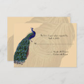 Vintage Pfauenkarten RSVP Karte (Vorne/Hinten)