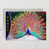 Vintage Pfauenmalerei Einladung (Vorne/Hinten)