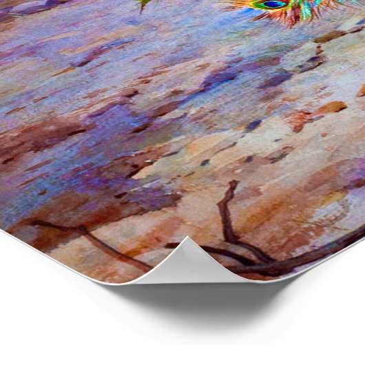 Vintage Pfauenmalerei Poster (Ecke)