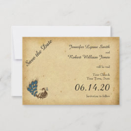 Vintage Pfauenmonogramm Hochzeit speichern Sie das Save The Date